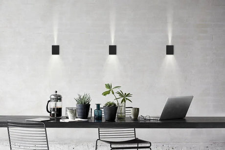 Nordlux canto gevelverlichting kubus up en down zwart wandlamp modern