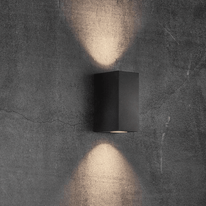 Wandlamp zwart 'Canto Maxi Kubi 2' Nordlux up & downlighter GU10 zwart buitenlamp wandlamp - FOIR