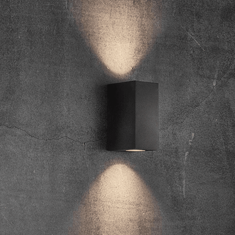 Wandlamp zwart 'Canto Maxi Kubi 2' Nordlux up & downlighter GU10 zwart buitenlamp wandlamp - FOIR