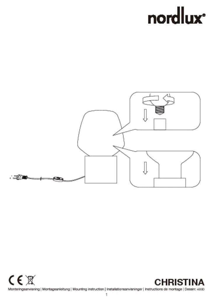 Tafellamp beton grijs 'Christina' Nordlux E27 fitting glas 30 cm - FOIR