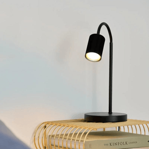 Kleine zwarte tafellamp met schakelaar en GU10 fitting Nordlux Explore - FOIR