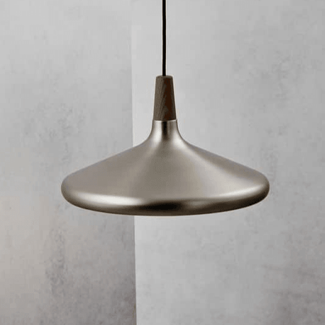 Hanglamp woonkamer zilver hout 'Nori 39' E27 fitting walnoothout 390mm DFTP - FOIR