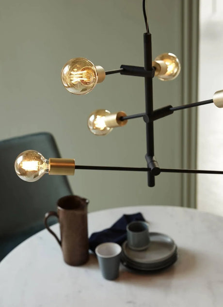 hanglamp goud zwart e27 Nordlux Josefine hanglamp met meerdere fittingen