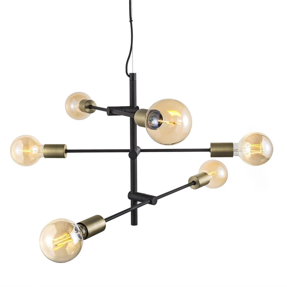 Hanglamp goud zwart Josefine 6x E27 fitting modern