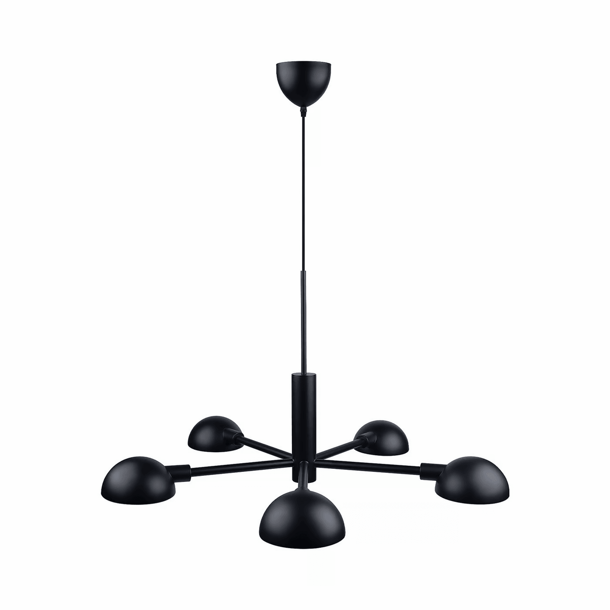 Hanglamp zwart rond 5 spots 'Nomi' e14 zwart led 71 cm - FOIR