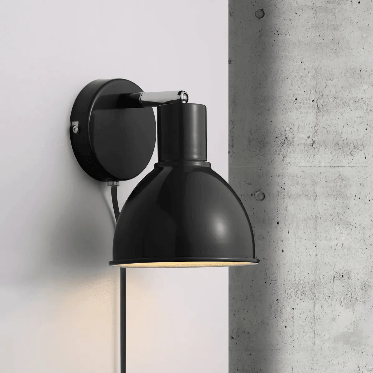 Nordlux pop wandlamp zwart schakelaar stekker e27 fitting 