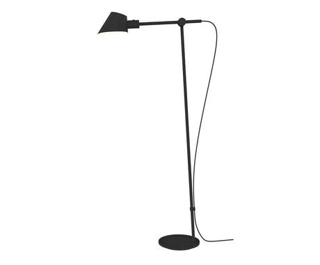 Moderne verstelbare vloerlamp met E27 fitting en schakelaar, zwart metaal met stekker
