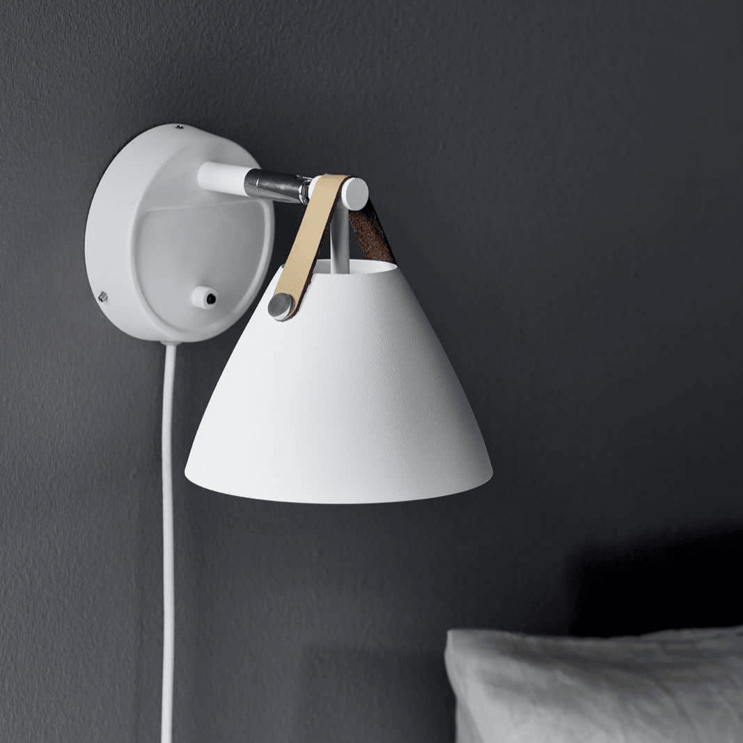 Wandlamp slaapkamer 'Strap 15' wit GU10 metaal leer DFTP - FOIR