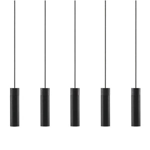 Zwarte hanglamp voor boven de eettafel met houten delen