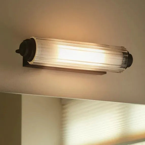 Wandlamp zwart badkamer 'Nimal' e14  boven spiegel verlichting 35 cm