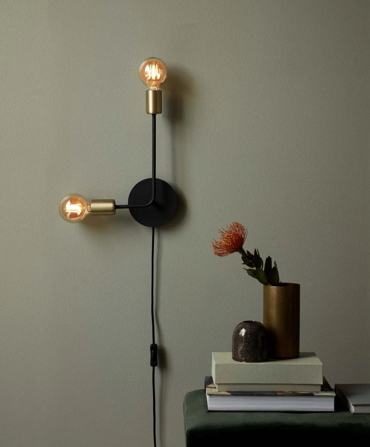 Nordlux Josefine wandlamp zwart goud modern e27 fitting 