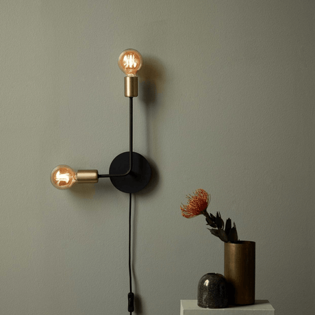 Wandlamp zwart goud Nordlux 'Josefine' met stekker wandlamp 2xE27 - FOIR