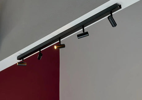 Plafondlamp zwart breed 5 verstelbare spots Nordlux 'Omari' 118 cm - FOIR