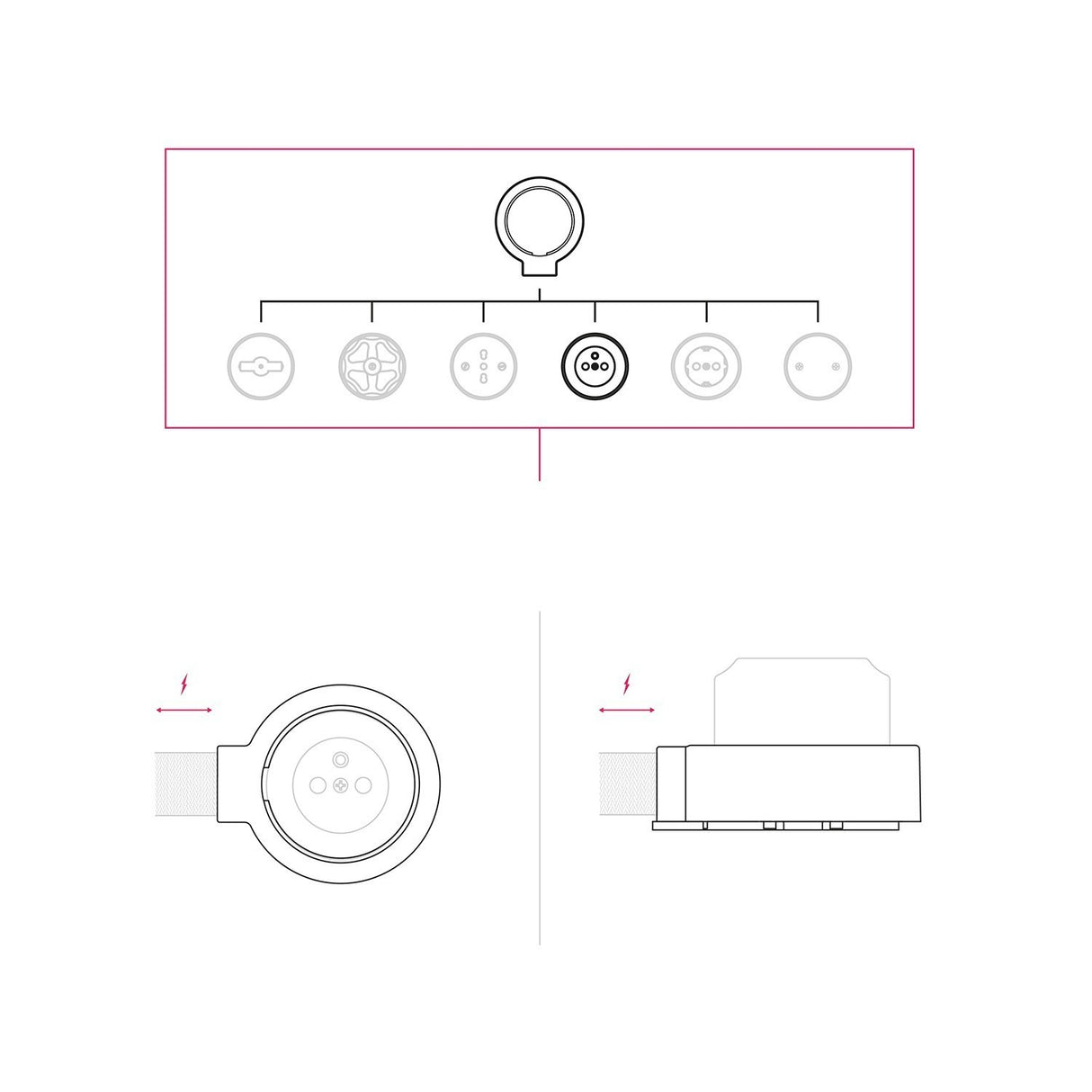 Porselein stopcontact opbouw rond voor 20mm buis