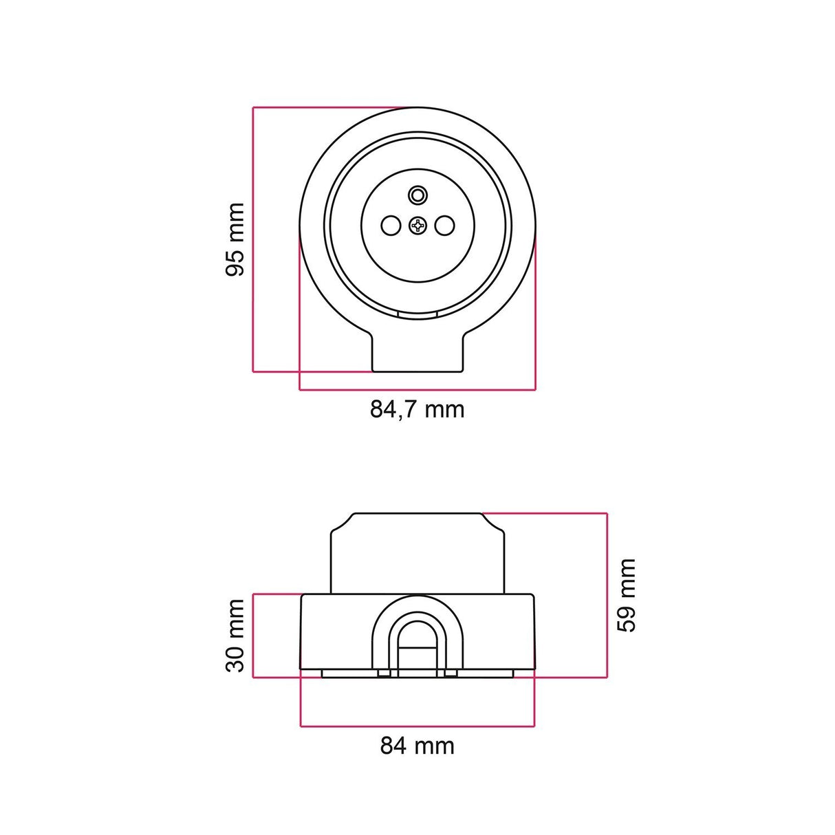Porselein stopcontact opbouw rond voor 20mm buis