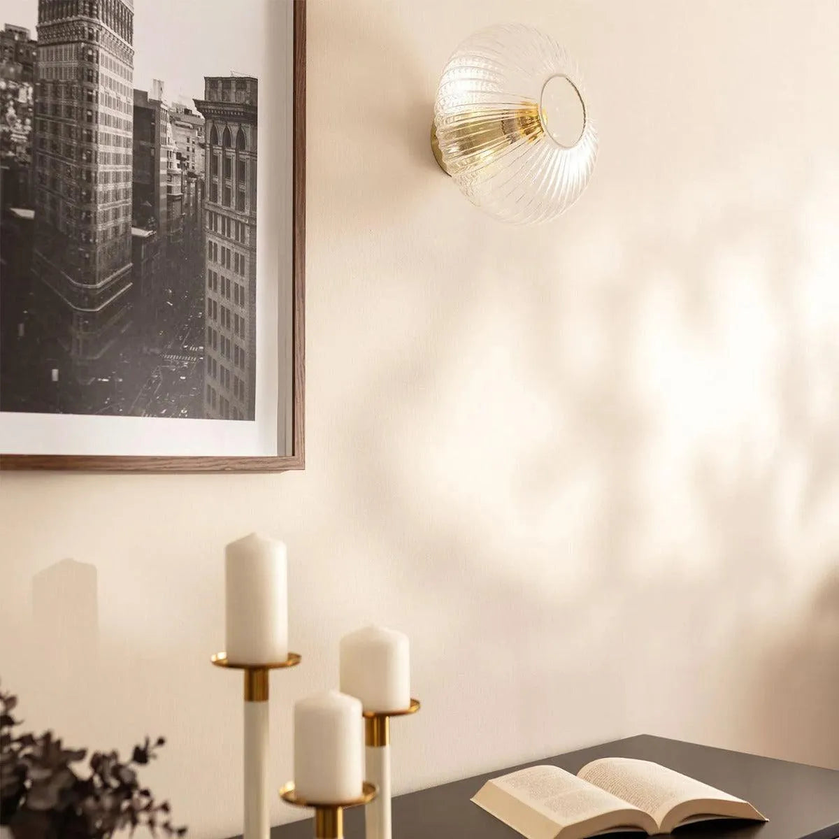Vintage plafond glas & goud met E27 fitting 'Pieter' 24cm - FOIR