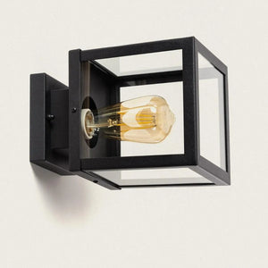 Plafondlamp zwart met glas industrieel 'Ricard' 22 cm - FOIR