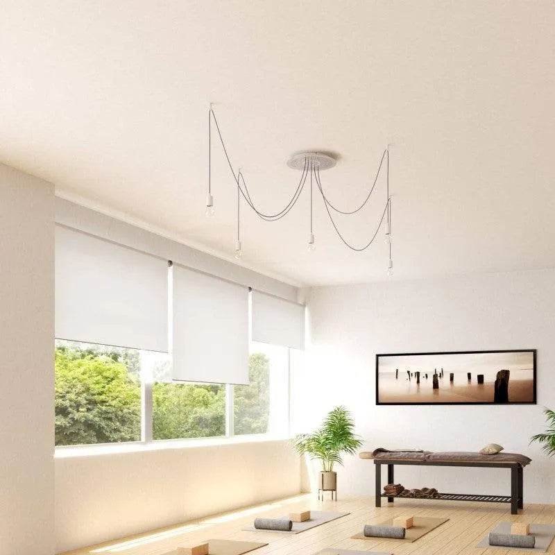 Grote plafondkap wit met 5 lampen rond 40cm - FOIR