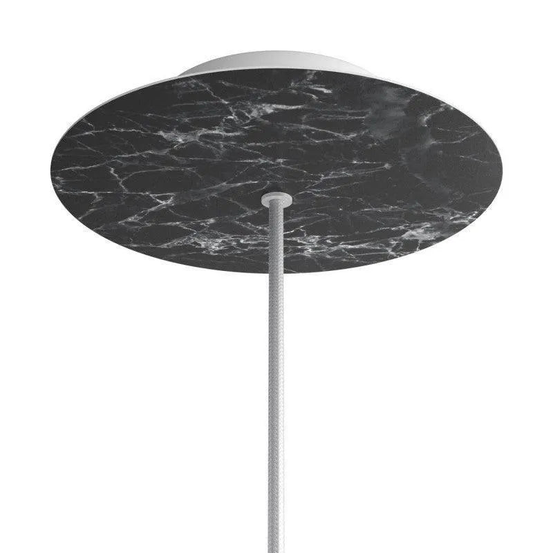 Plafondkap zwart marmer rond met 1 uitgang 200mm  