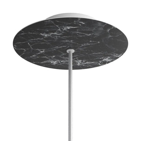 Plafondkap zwart marmer rond met 1 uitgang 200mm  