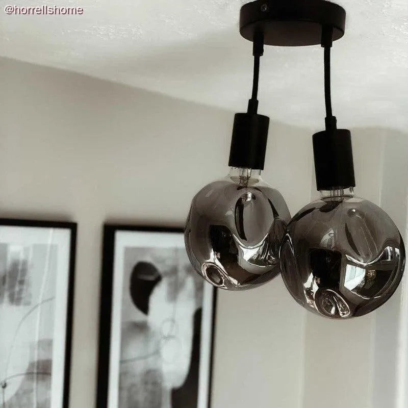 Plafondkap zwart 2 uitgangen led lamp rond 120mm