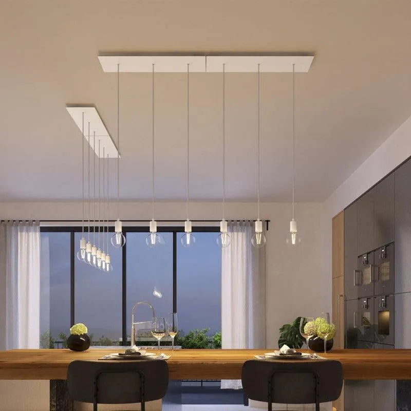 Plafondrozet XXL metaal 3 lampen snoeren wit groot 67 cm - FOIR