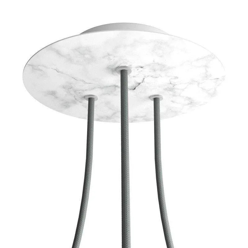 ronde plafondkap 200mm 3 uitgangen metaal wit marmer design minimalistisch 