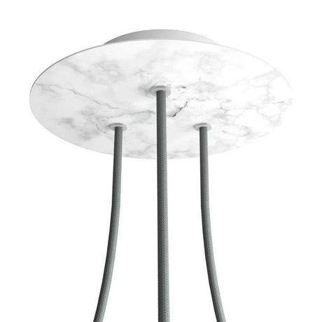 ronde plafondkap 200mm 3 uitgangen metaal wit marmer design minimalistisch 