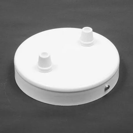 Plafondkap Wit stalen plafond roos 2 uitgangen 100mm 