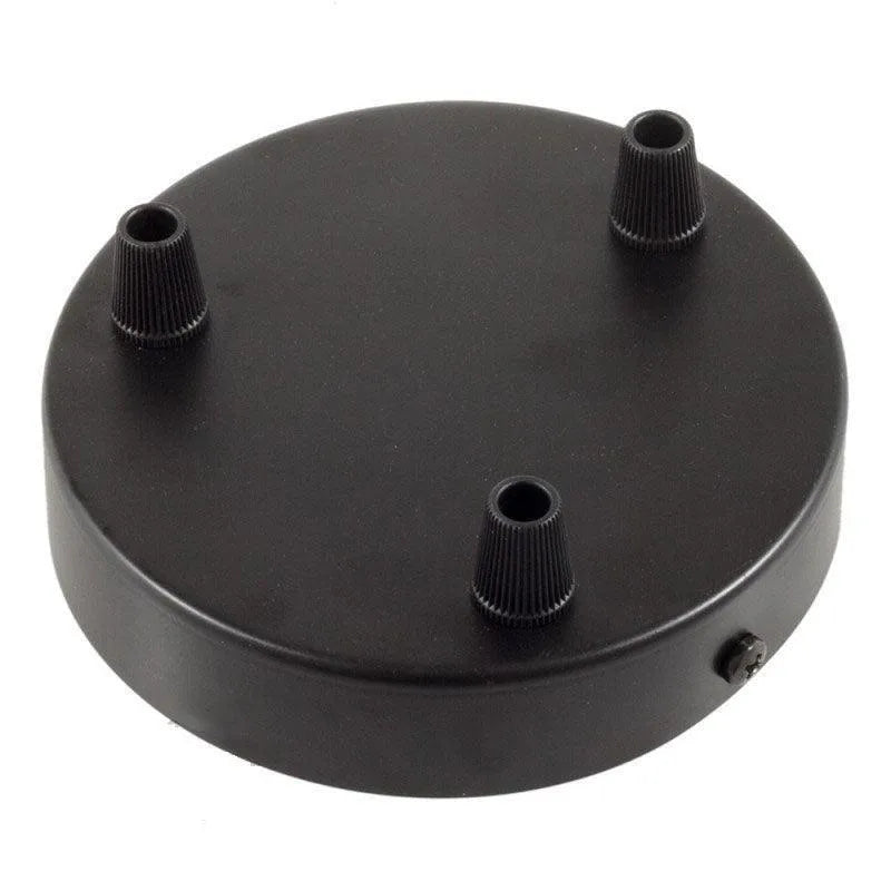 Plafondkap zwart 3 uitgangen 120mm metaal