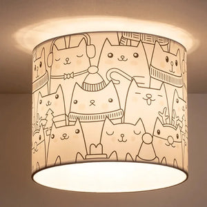 Katten plafondlamp rond wit led lamp kinderkamer