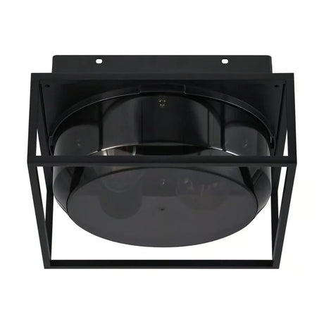Plafondlamp zwart industrieel met E27 fitting en smokeglas 'Griffin' 26 cm - FOIR