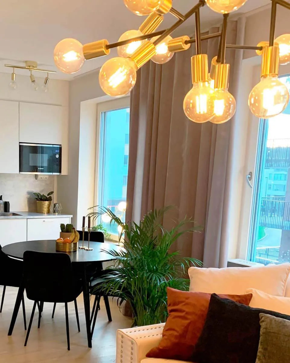 Messing plafondlamp met 3 verstelbare E27 fittingen By Rydens Row - FOIR