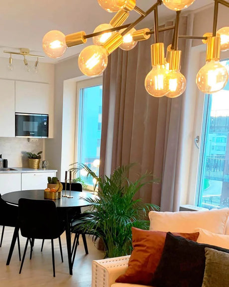 Messing plafondlamp met 3 verstelbare E27 fittingen By Rydens Row - FOIR