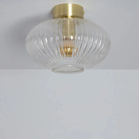 Plafondlamp retro e27 fitting glazen kap goud 