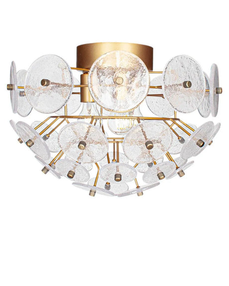 Plafondlamp messing en glas met 3 E27 fittingen By Rydens Retrow - FOIR
