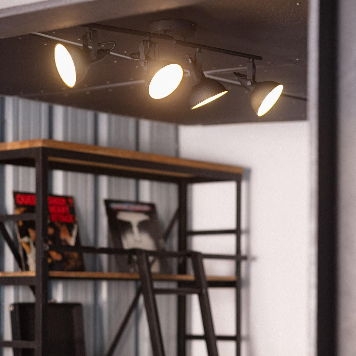 plafondlamp industriëel zwart goud verstelbaar led 
