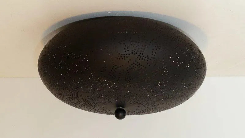 Zwarte plafondlamp e27 fitting 250mm groot metaal