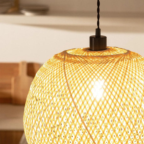 Gevlochten hanglamp e27 fitting rond led lamp1