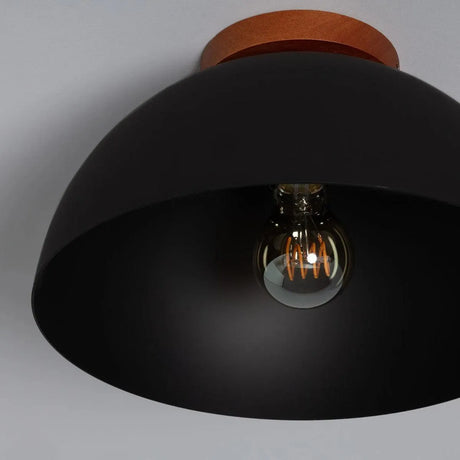 Plafondlamp zwart met hout & E27 fitting 'Nola' - FOIR