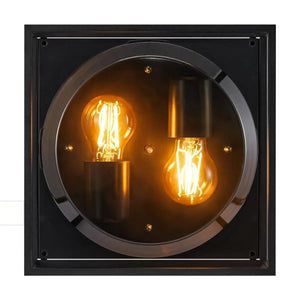 Plafondlamp zwart industrieel met E27 fitting en smokeglas 'Griffin' 26 cm - FOIR