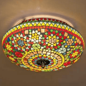 Plafondlamp oosterse mozaïek plafonniere 2x E27 fitting 25 cm - FOIR