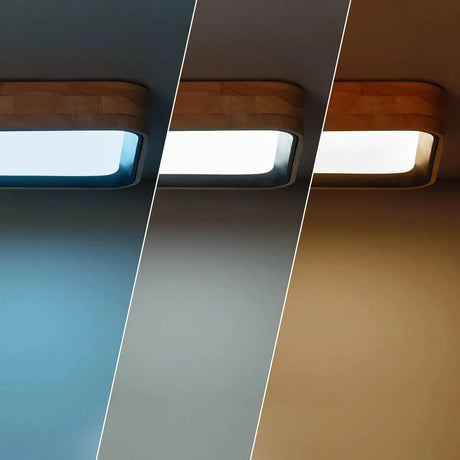 Plafondlamp met LED vierkant hout & zwart 370mm 'Normand' - FOIR