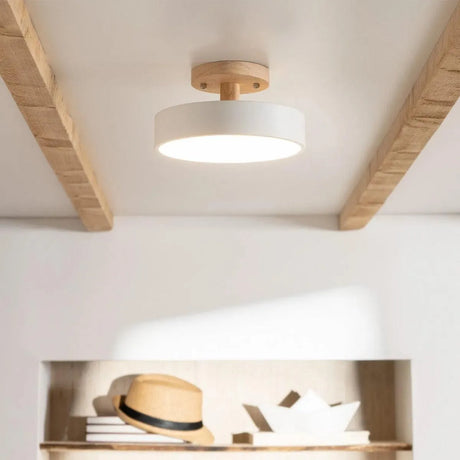 Plafondlamp hout & wit met CCT & LED 'Dominique' - FOIR