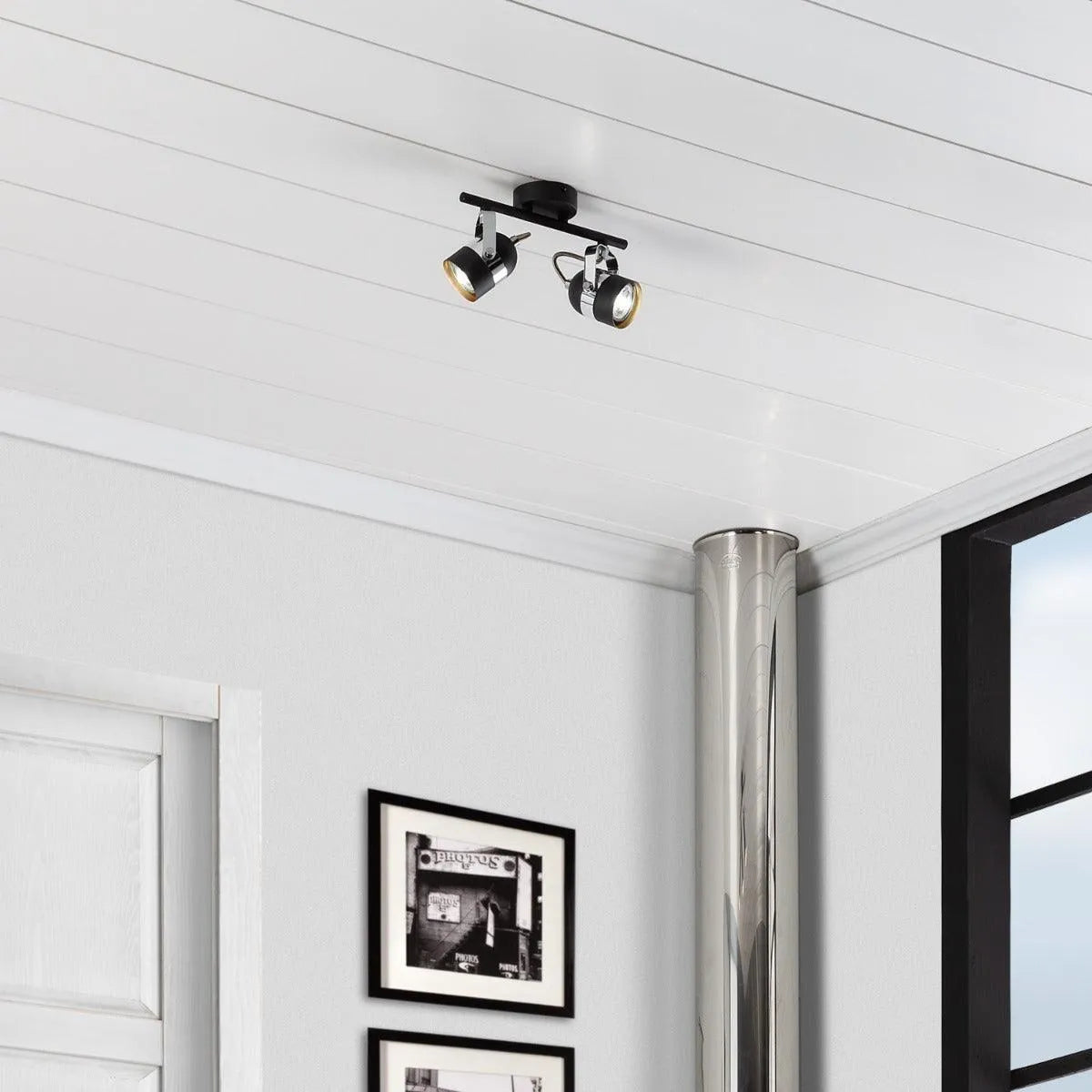 Plafondspots 2 gu10 verstelbaar zwart