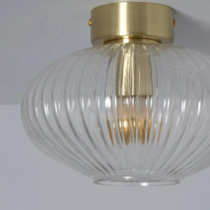 Vintage plafond glas & goud met E27 fitting 'Pieter' 24cm - FOIR