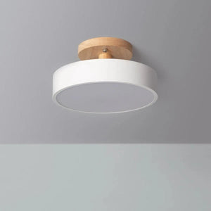 plafondlamp wit met hout met ingebouwde LED en CCT 
