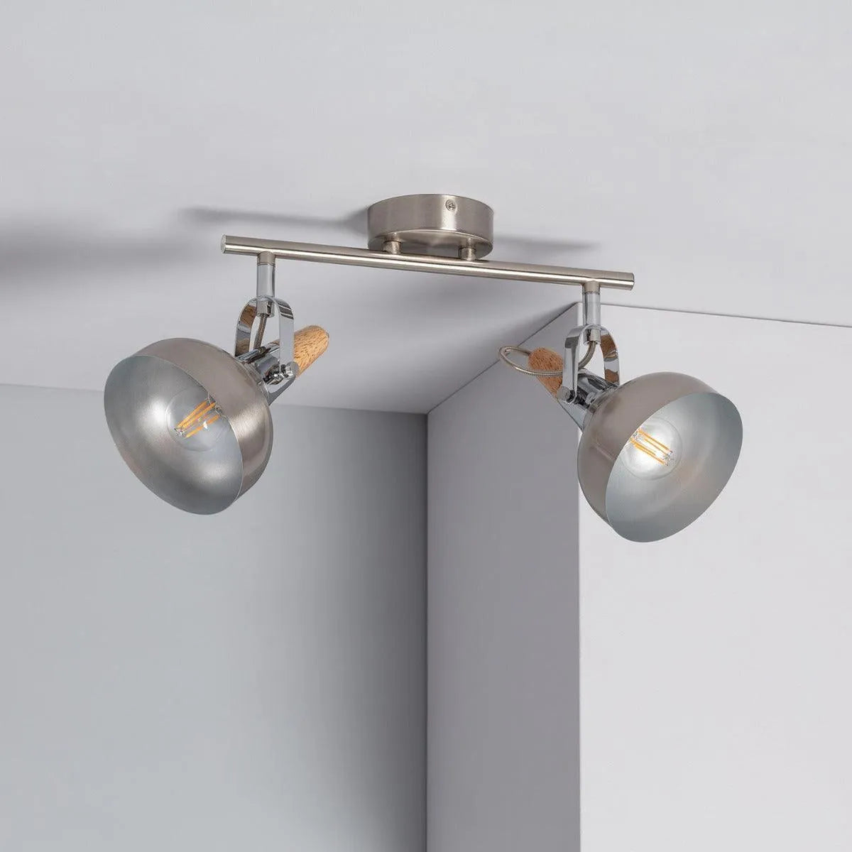 Plafondspot zilver 'Omar' modern E14 fitting verstelbaar zilver 30 cm - FOIR