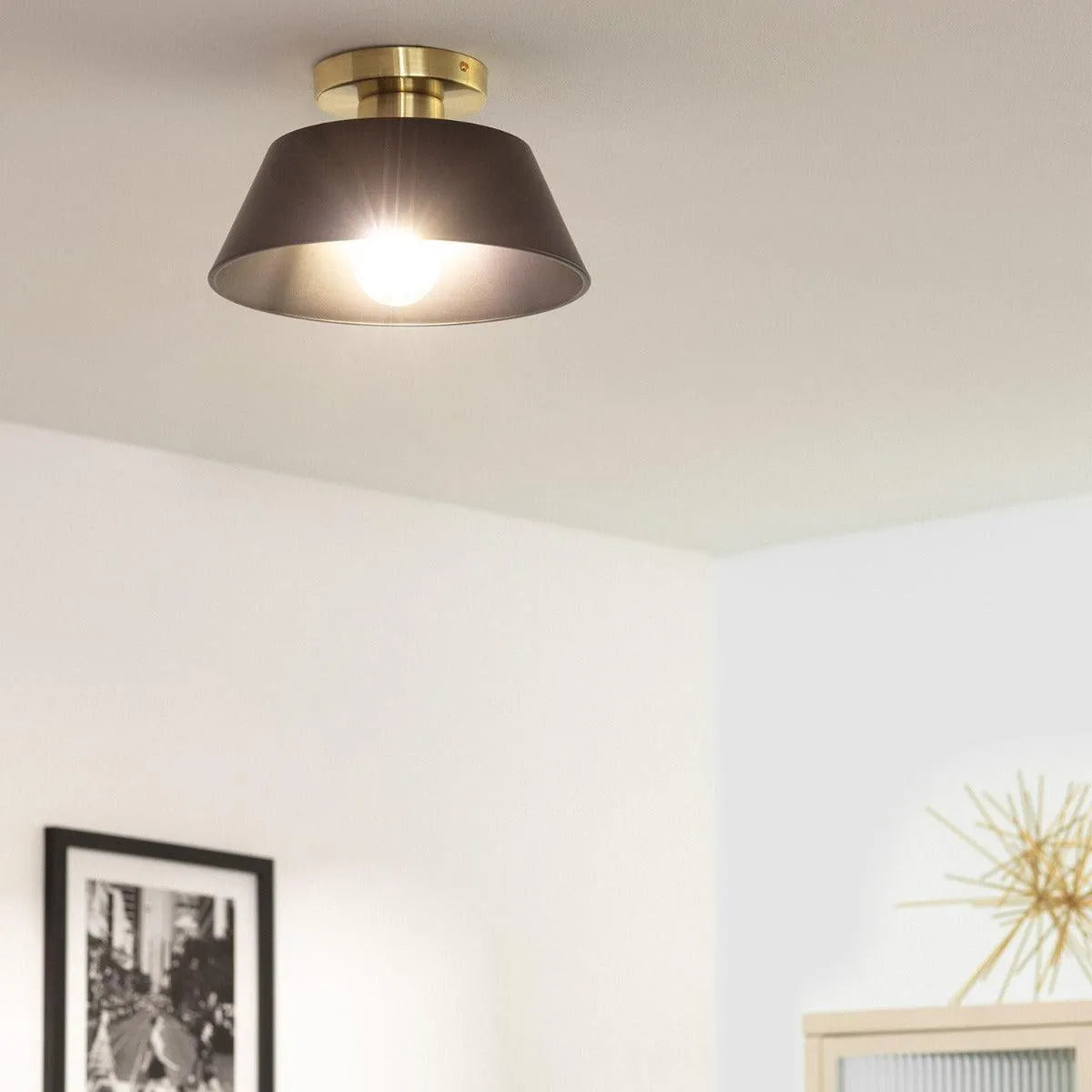 Plafondlamp goud zwart modern e27 fitting industrieel metaal