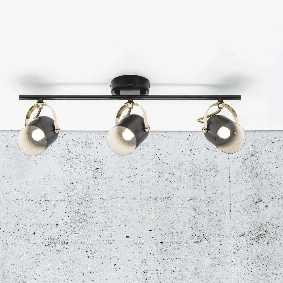 Plafondlamp zwart messing 'Lotus' Nordlux 3 Spotlicht 3xE14 zwart / messing - FOIR